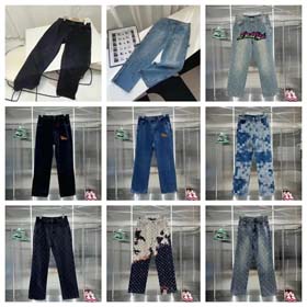 LV Louis Vuitton LV Retro waist straight patchwork dad jeans-2451  