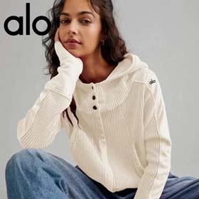 ALO Label Waffle Hooded Cardigan Sweatshirt with Zip-Up (3 styles)-2566  